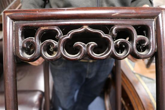 A Chinese carved hardwood nest of five tea tables W.37cm